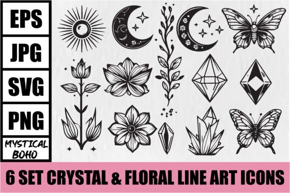 Image of a sun and moon in boho style